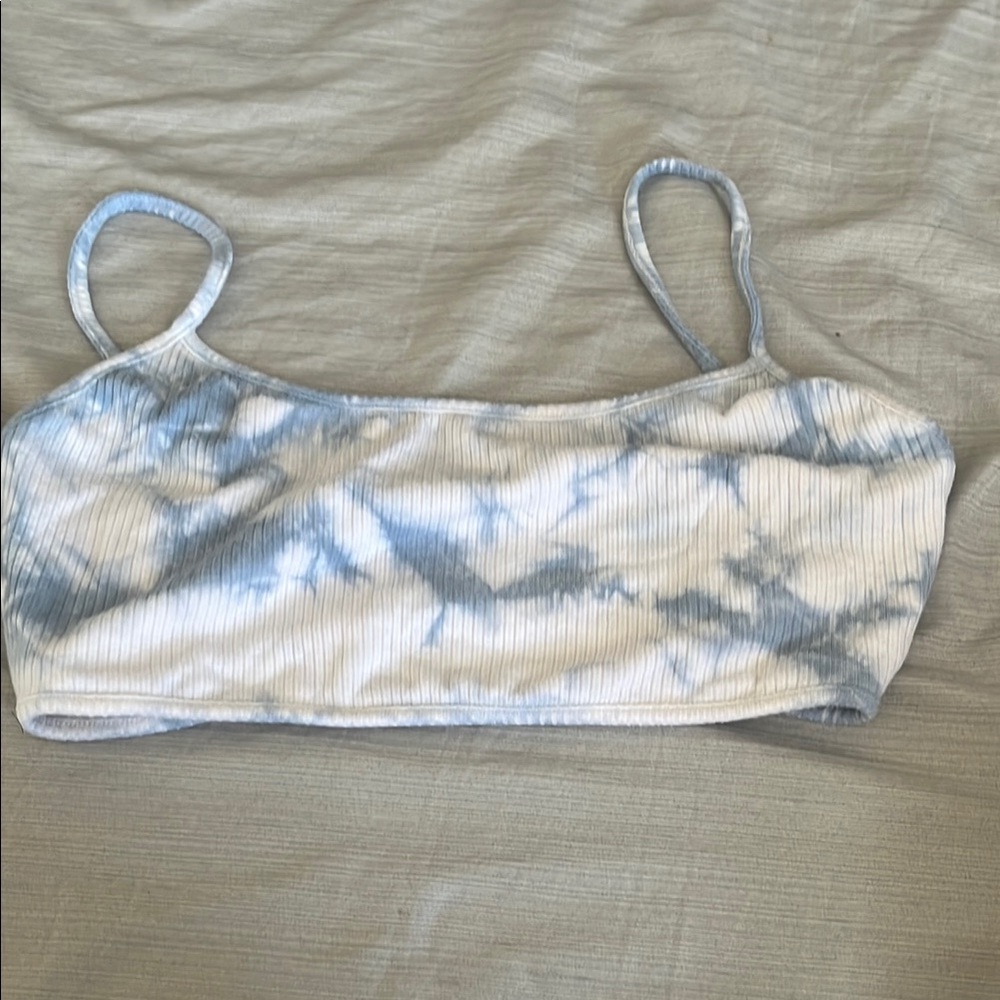 Blue and White Tie-Dye Crop Top